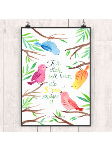 Mr. & Mrs. Panda Bild Vögel Sonne mit Spruch in Weiß