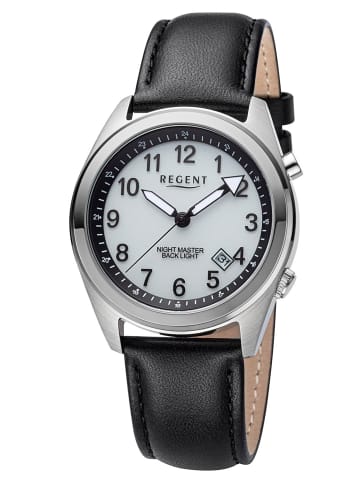 Regent Unisex Armbanduhr mit Leuchtzifferblatt Creme / Schwarz / Silber