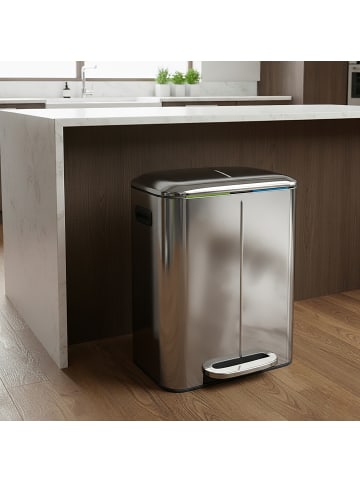 relaxdays Mülleimer in Silber - 2x 20 Liter