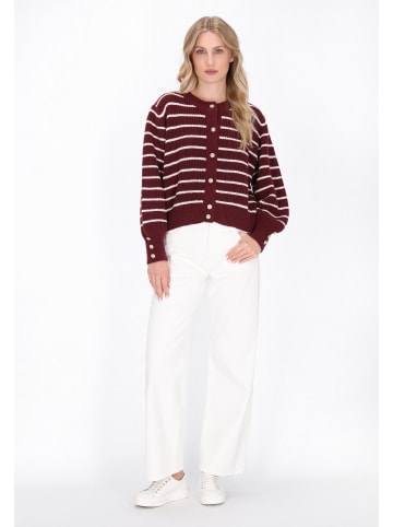 DreiMaster Maritim Cardigan in wine red offwhite