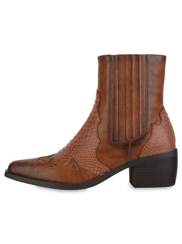 VAN HILL Cowboy Boots Sophia in Hellbraun