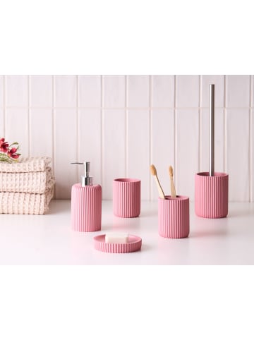 Beliani 5-tlg Badezimmer-Zubehör CAMANA in Rosa/Silber