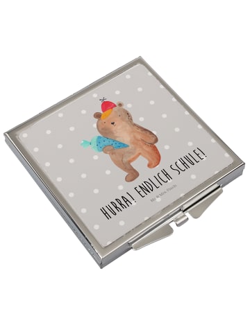 Mr. & Mrs. Panda Schminkspiegel klein Bär Schultüte mit Spruch in Grau Pastell