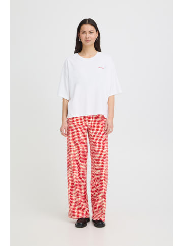 ICHI Kurzarm-Bluse IHNICA Loose fit in CLOUD DANCER / FIERY RED