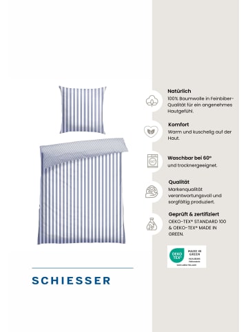 Schiesser Feinbiber-Bettwäsche-Set Marie in Hellblau