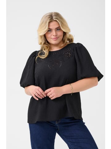 KAFFE curve Kurzarm-Bluse KCmelana Regular fit in Black Deep
