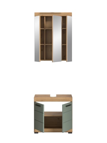 xonox.home Badkombination in Artisan Eiche/Salbei - (B) 60 x (H) 191 x (T) 34