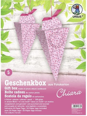 Buntpapierfabrik Ludwig Bähr Geschenkbox Chiara 7,5x20x7,5cm Packung mit 5 Stück Motiv: 05