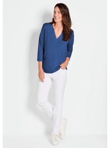 GOLDNER Kurzgröße:  Shirt Modisches 3/4-Arm-Oberteil in royalblau