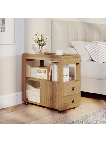 COSTWAY Druckertisch mit Rollen in Braun