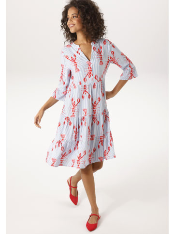 Aniston CASUAL Tunikakleid in weiß-hellblau-rot-rosa
