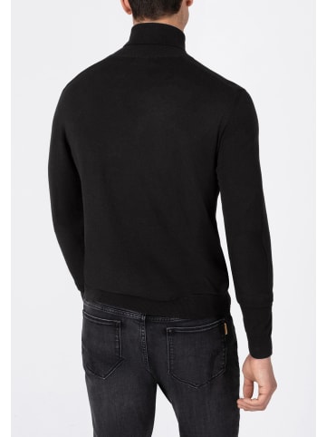 Timezone Rollkragenpullover Rippstrick Ellenbogen-Patch in Schwarz-2