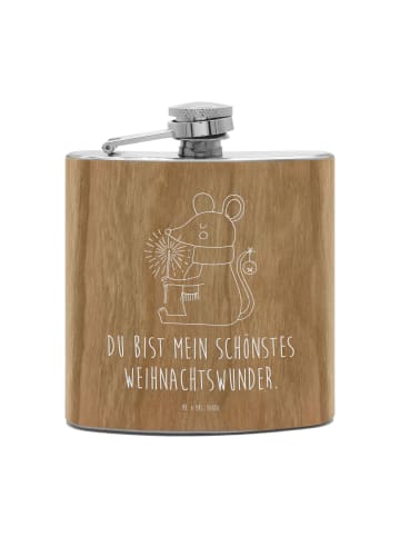 Mr. & Mrs. Panda Flachmann Maus Weihnachten mit Spruch in Braun