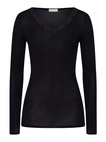 Hanro Longsleeve Woolen Lace in Schwarz