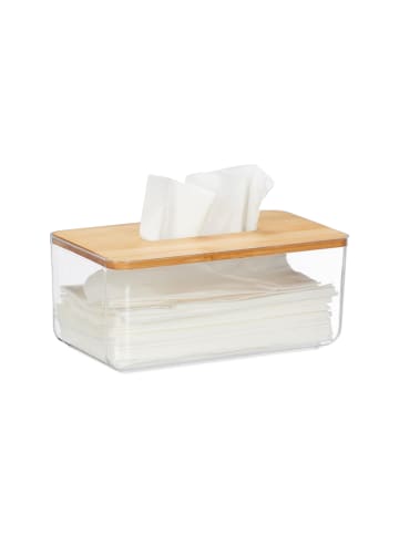 relaxdays Tücherbox in Transparent/ Natur- (B)23,5 x (H)10 x (T)13 cm