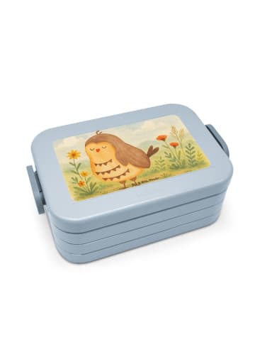 Mr. & Mrs. Panda Vesperbox Eule Zufrieden Design ohne Spruch in Blau Pastell