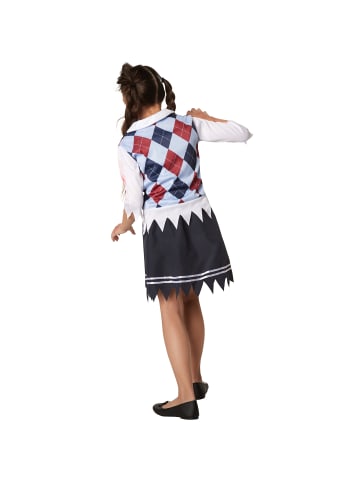 tectake Dreiteiliges, schauriges Schulmädchen-Outfit, schwarz/rot/weiß