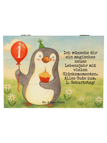 Mr. & Mrs. Panda Erinnerungsbox 1. Geburtstag Pinguin Luftballon... in Weiß