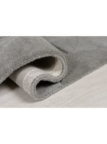 KADIMA DESIGN Wollteppich Kurzflor DEBEN Geometrisch Naturfaser Wohnzimmer in Grau