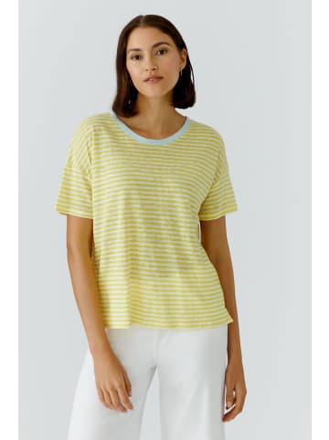 Oui Leinen T-Shirt in white yellow