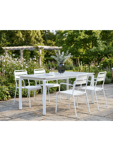 Beliani Esstisch FELETTO in Weiß - (W) 90 x (H) 76 x (L) 180 cm