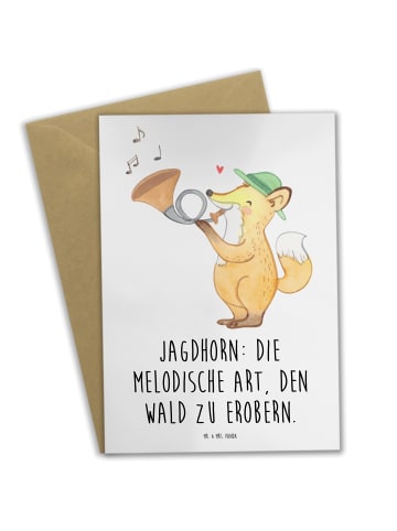 Mr. & Mrs. Panda Babykarte Jagdhorn Magie mit Spruch in Weiß