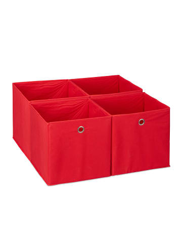 relaxdays 4 x Aufbewahrungsbox in Rot - (B)30 x (H)30 x (T)30 cm