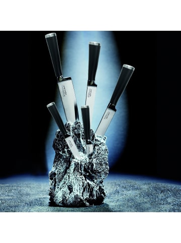 Stoneline Edelstahl Messer Set 5-teilig  mit Messerblock | Excalibur in Schwarz