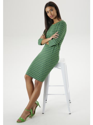 Aniston SELECTED Jerseykleid in apfelgrün-royalblau-schwarz