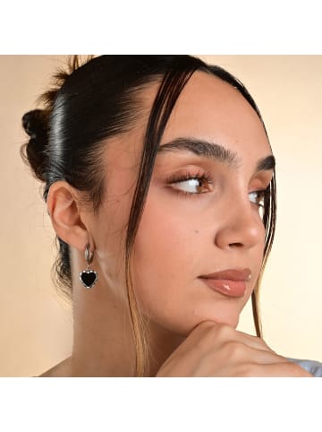 Adeliás Damen Anhänger – Herzanhänger aus Edelstahl mit Emaille in silber