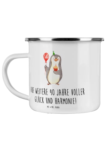 Mr. & Mrs. Panda Camping Emaille Tasse 40. Hochzeitstag Rubinhoc... in Transparent