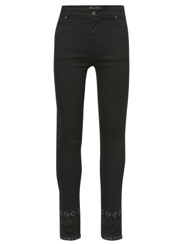 KOROSHI Hose mit Stickerei am Saum in schwarz