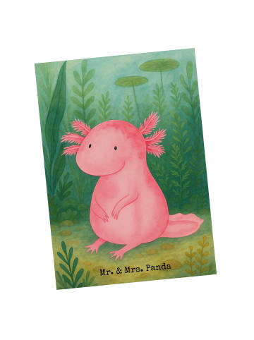 Mr. & Mrs. Panda Postkarte Axolotl Niedlich Design ohne Spruch in Weiß