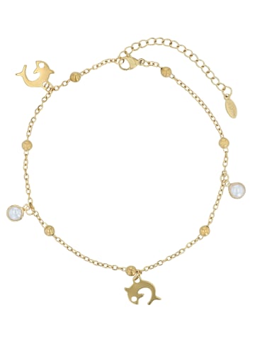 Adeliás Damen Anhänger aus Edelstahl mit Perle in gold