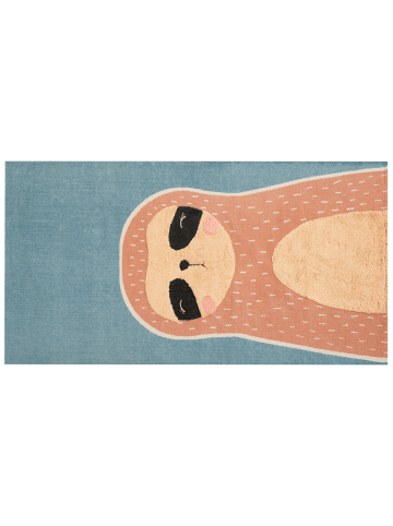 Beliani Kinderteppich ISAK in Blau/Orange/Schwarz - (W) 80 x (L) 150 cm