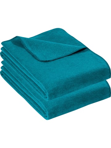 Erwin Müller Baumwolle Wohndecke 2er-Pack in petrol