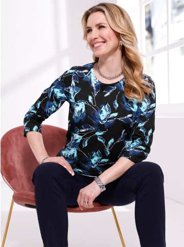 Sieh an! 3/4-Arm-Shirt in schwarz-aquamarin-bedruckt