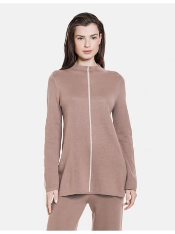 TAIFUN Pullover Langarm Rundhals in Taupe gemustert