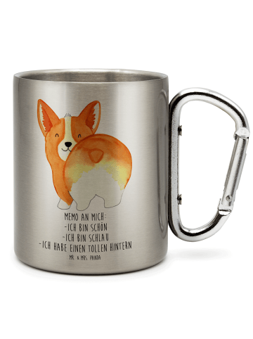 Mr. & Mrs. Panda Becher Corgi Po mit Spruch in Silber