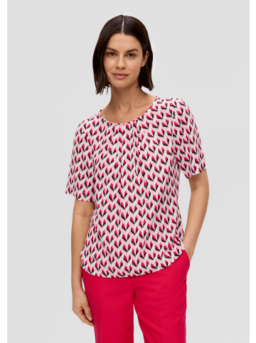 s.Oliver BLACK LABEL Bluse kurzarm in Mehrfarbig-pink