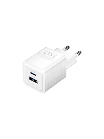 Wisam Wandladegerät 1x USB 1x USB-C 30W GaN Schnell-Ladegerät Weiß