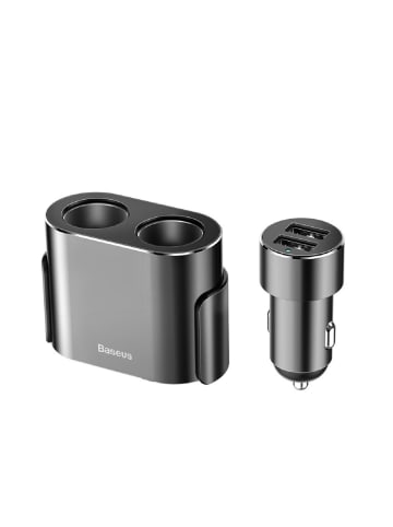 Baseus Autoladegerät Splitter 2x USB 3.1A 17W + 2x Zigarettenanzünder 80W in Schwarz