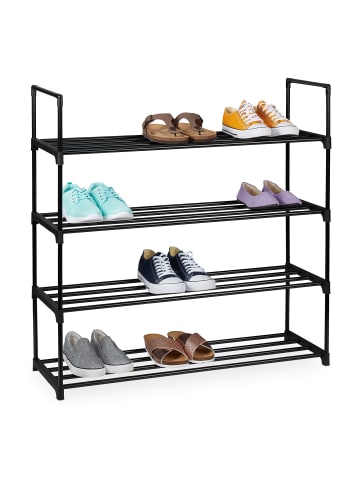 relaxdays Schuhregal "4 Ebenen" in Schwarz - (B)92 x (H)72 x (T)30 cm