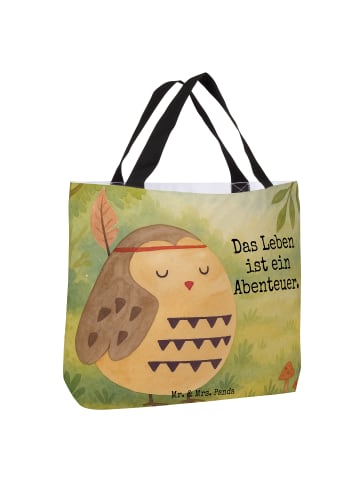 Mr. & Mrs. Panda Strandtasche Eule Federschmuck Design mit Spruch in Weiß