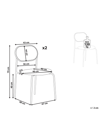 Beliani 2er-Set Esszimmerstuhl ADAVER in Braun/Beige