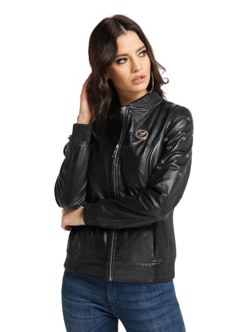 Carlo Colucci Lederjacke Caldera in Schwarz