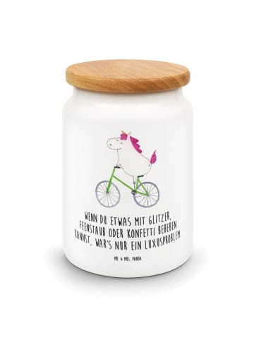 Mr. & Mrs. Panda Aufbewahrungsdose Einhorn Radfahrer mit Spruch in Weiß