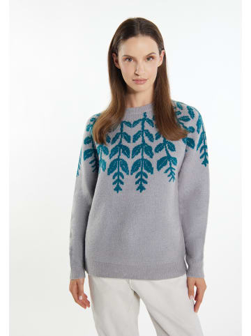 Usha Damen Strick Pullover in Grau Mehrfarbig