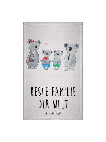 Mr. & Mrs. Panda Gästehandtuch Koala Familie zwei mit Spruch in Grau Pastell