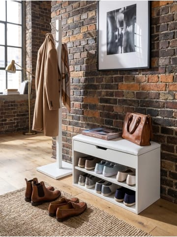 KADIMA DESIGN Schuhbank CIGNO mit Stauraum, gepolsterter Kunstlederbezug, Weiß/Sonoma in Weiß